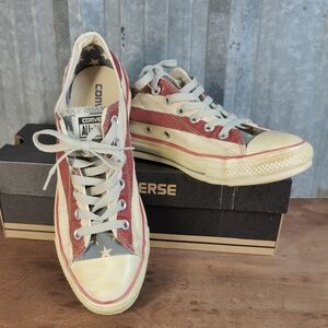 Converse Red and Blue Star Pattern Sneakers